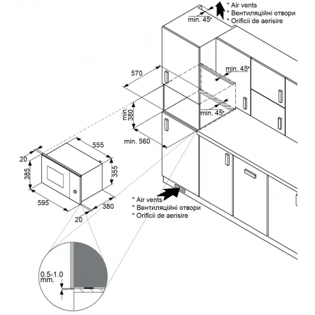 Встраиваемая микроволновая печь FBM 2500G White A-25